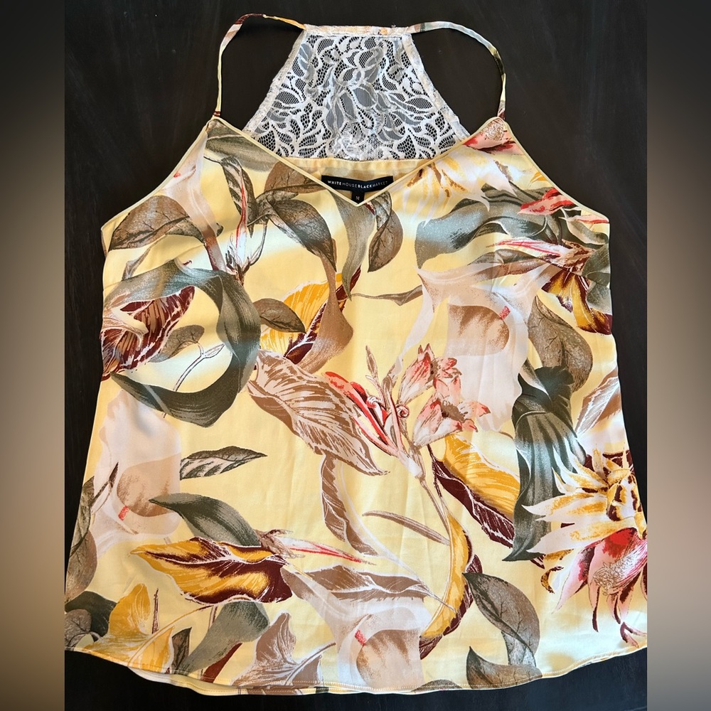 White House Black Market Tropical Silk Tank - Size Medium